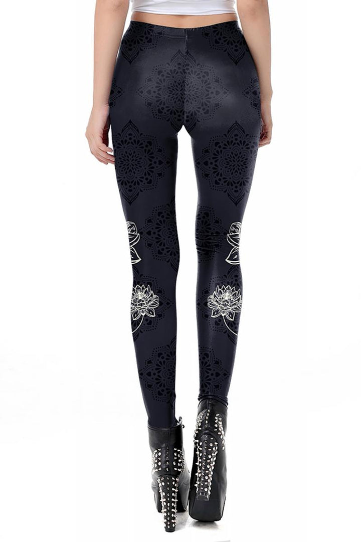Ocultica Mandala Leggings – Dunkelgrau mit mystischem Mandala-Print.