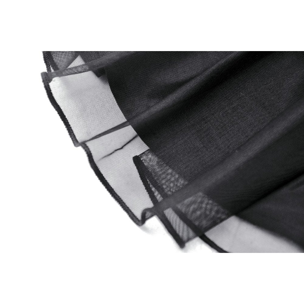Black Celebration – Minirock mit Mesh Volant & Lederstraps