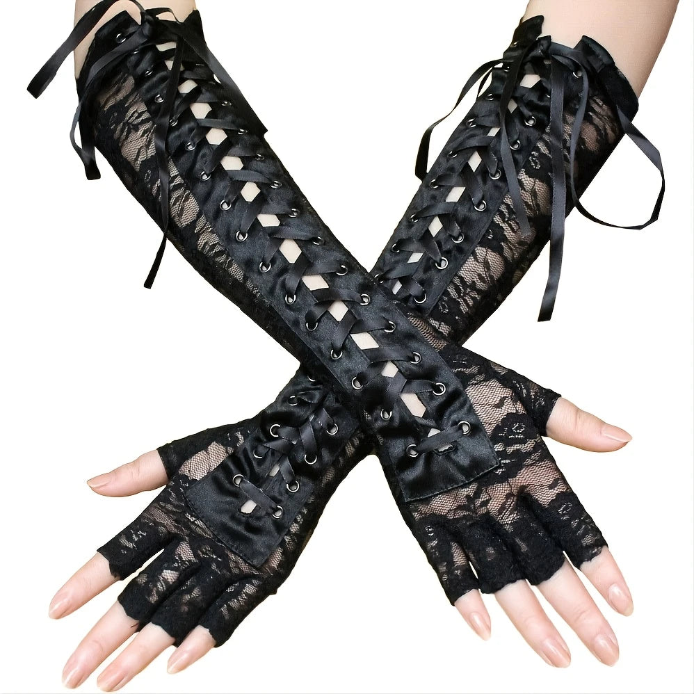 Elegant fingerless long gloves – retro &amp; gothic style for cosplay &amp; special appearances