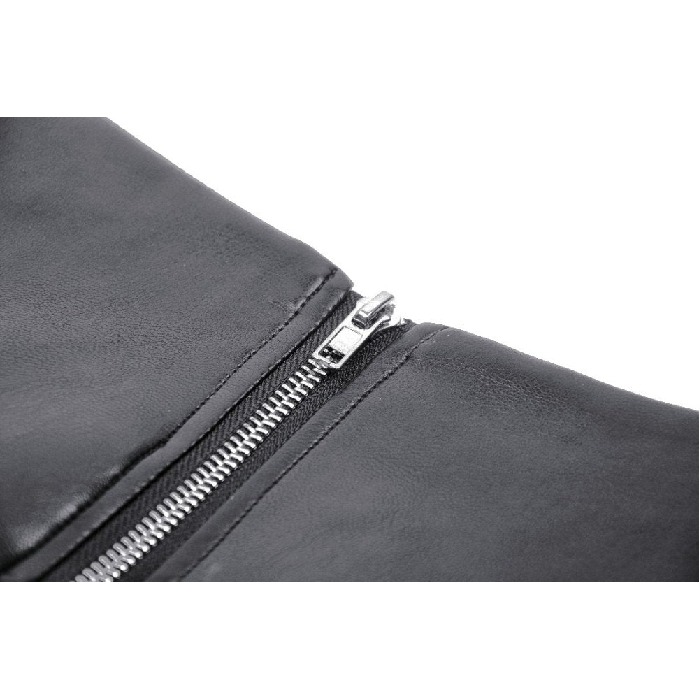 Rockiger Mini aus glänzendem PU-Leder mit Mesh-Volant, Schnürungen, Nieten und Lederstraps – sexy Club-Outfit mit edgy Design, ideal für Partylooks mit Statement Charakter. 