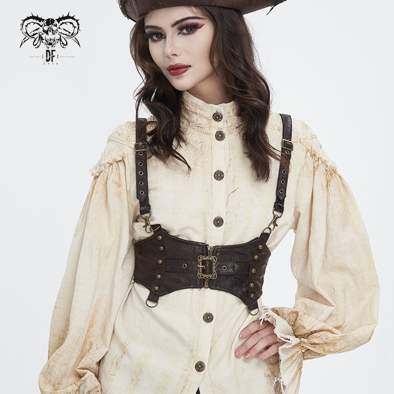 Devil Fashion – Steampunk Unterbrust-Korsett „Steamline Empress“ mit Harness
