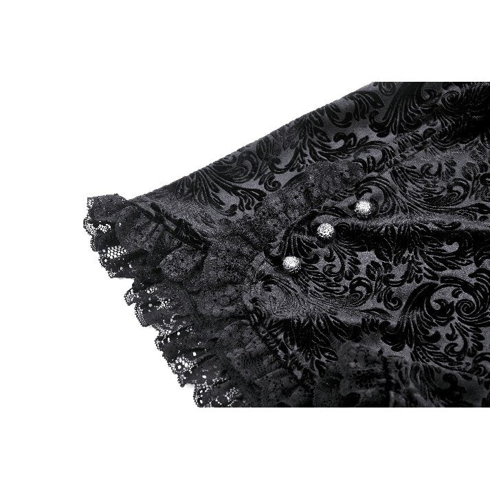 Velvet Throne – Samtige High-Waist Shorts mit Knöpfen & Spitze