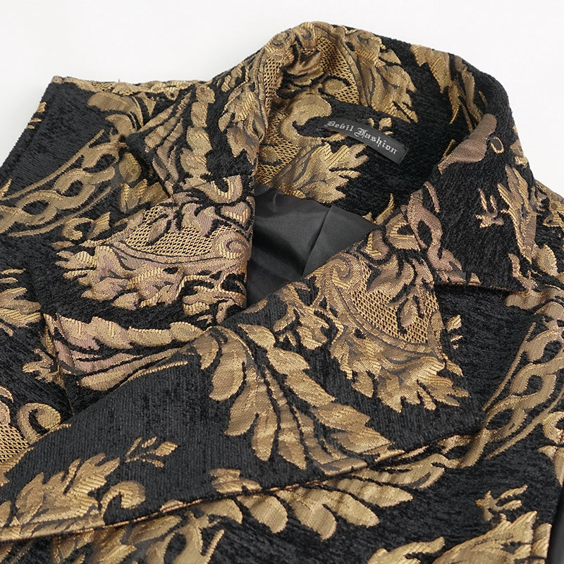 Devil Fashion – Gilet in broccato “Midnight Baroque Majesty” in nero e oro 
