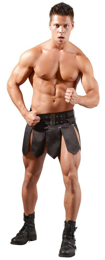 Black gladiator-style skirt with two belts