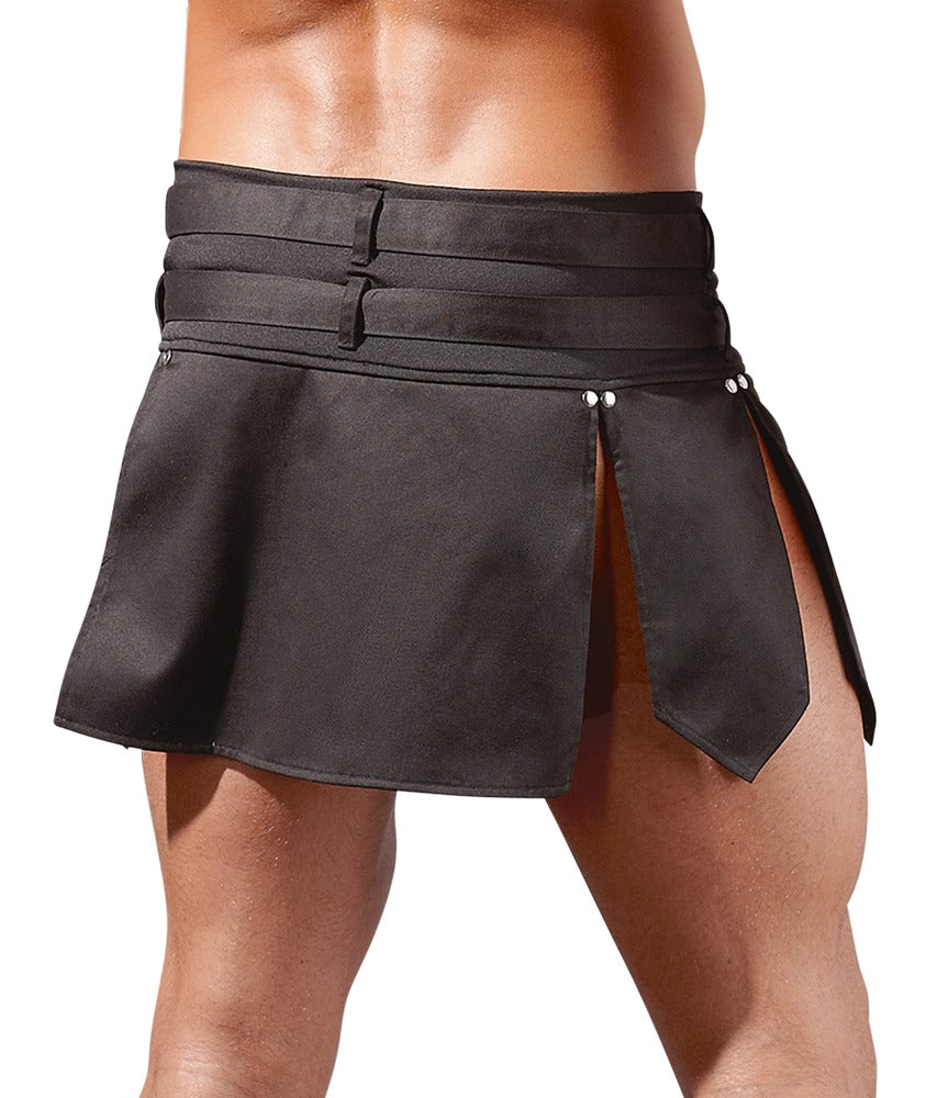 Schwarzer Rock im Gladiator-Style mit zwei Gürteln