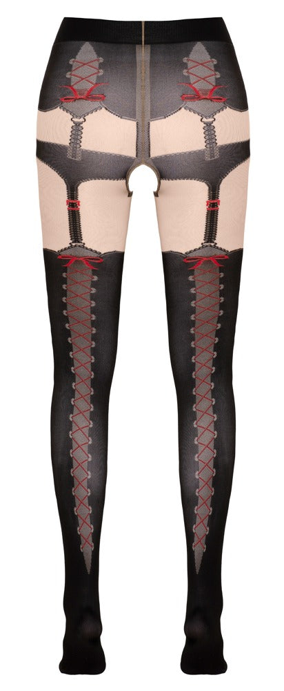 Ouvert-Straps-Strumpfhose im Trachten-Look – Mit raffinierter Schnür-Optik