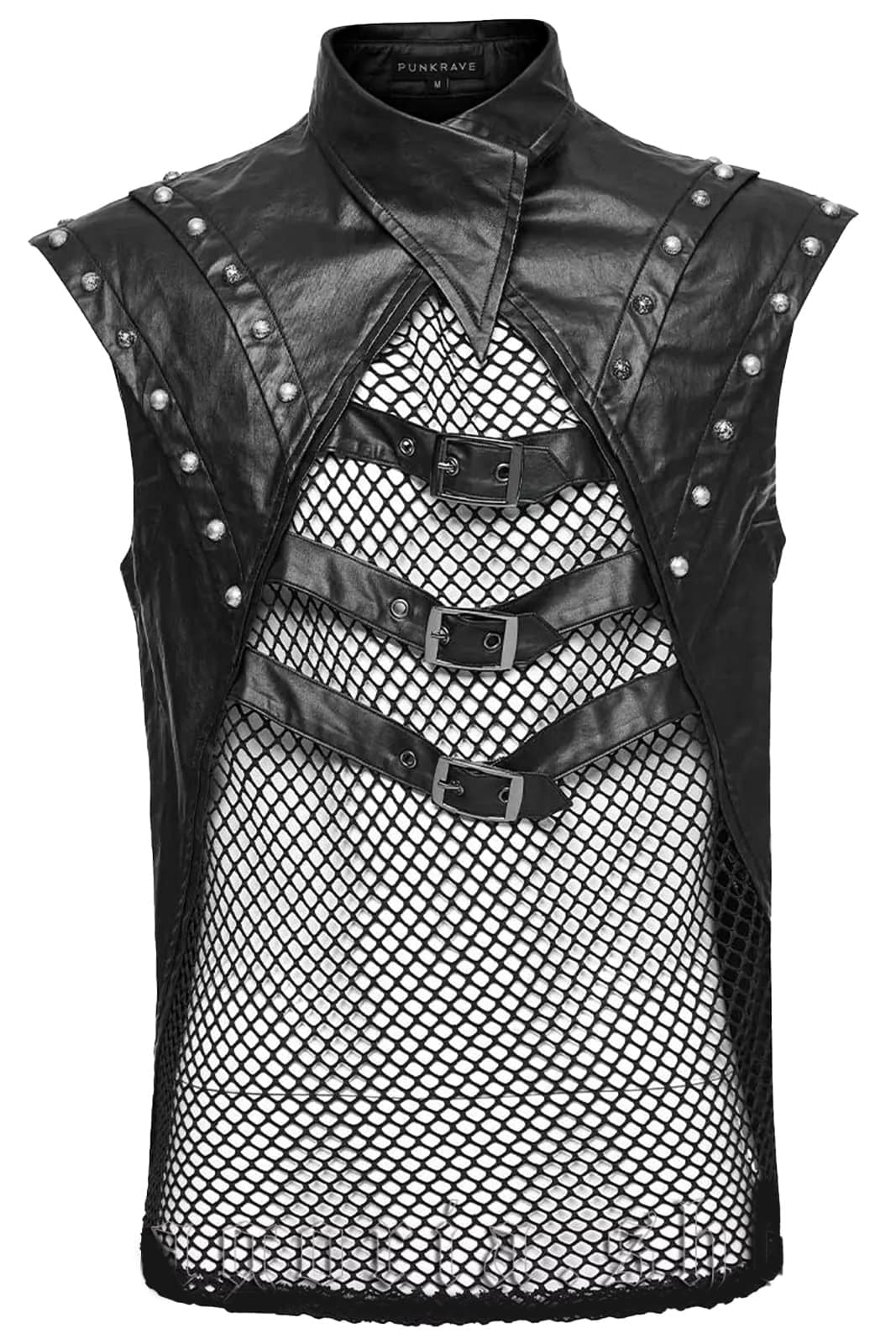 Punk Rave - "The Punisher" Post-Apocalyptic Faux Leather Mesh Top 