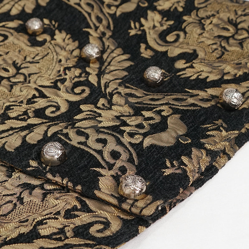 Devil Fashion – Gilet in broccato “Midnight Baroque Majesty” in nero e oro 