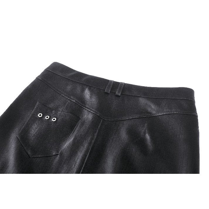 Langer Bodycon-Rock in Lederoptik mit hohem Schlitz – verführerisches Club-Outfit und elegantes Partyoutfit mit Gothic Note.