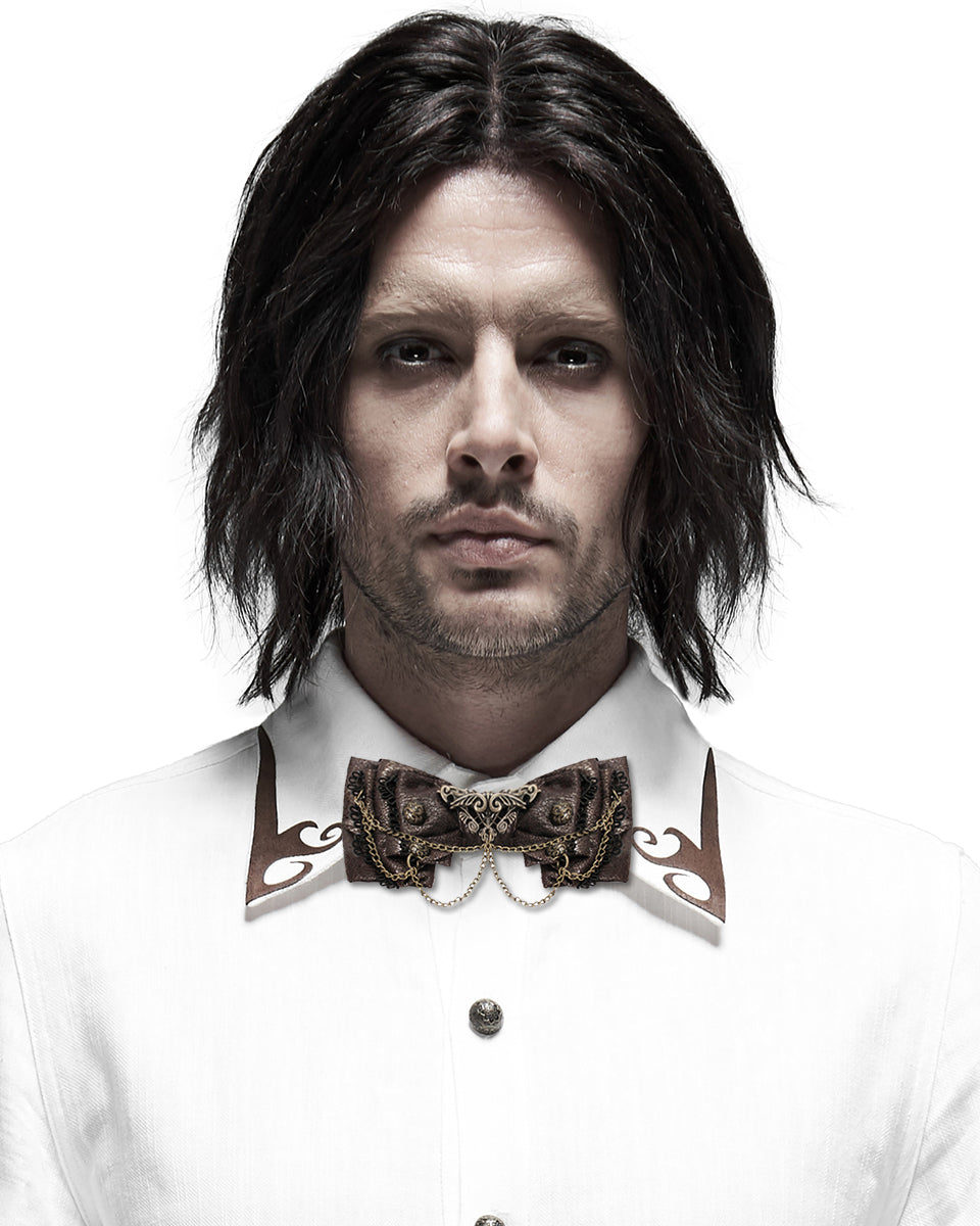 Devil Fashion – Steampunk Fliege „Chronos Relic Bow“ in Braun aus Lederimitat