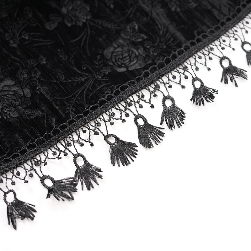 Eva Lady – Viktorianischer Gothic Samt-Bolero mit Federn & Rosen