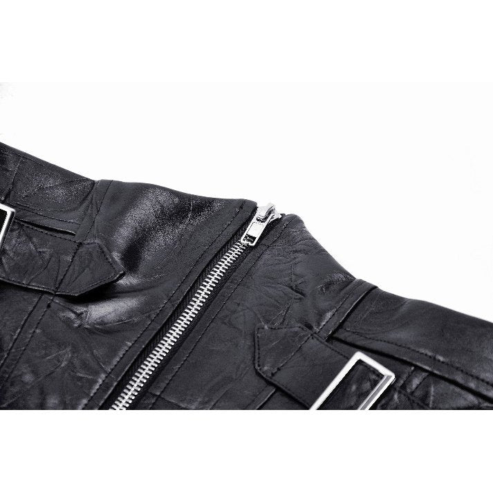 Schwarze Taillencorsage mit silbernem Reißverschluss vorne und dekorativen Schnallen und Raffung am Rücken - mySecretkey