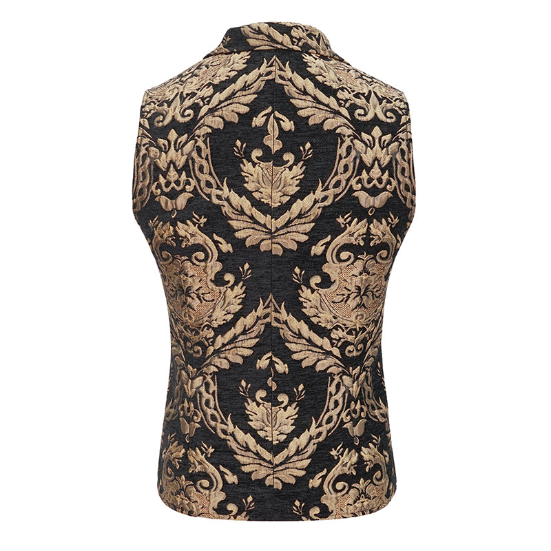 Devil Fashion – Gilet in broccato “Midnight Baroque Majesty” in nero e oro 