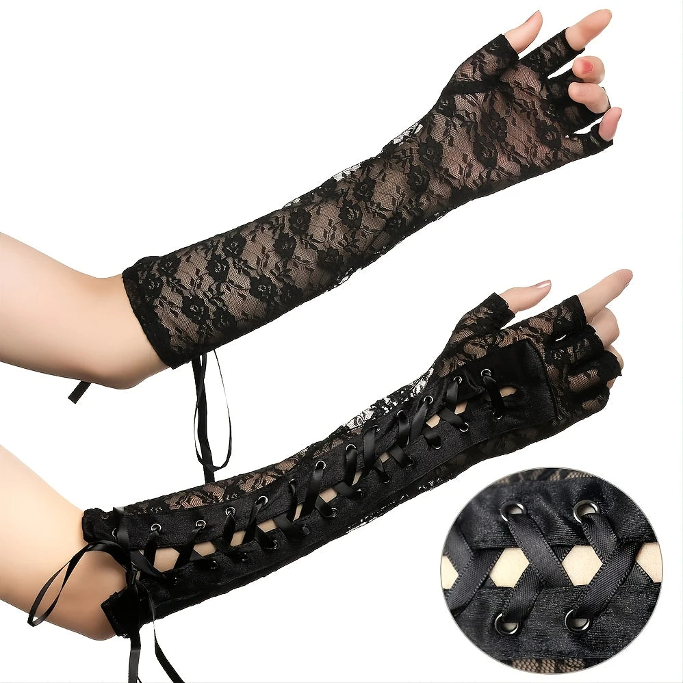 Elegant fingerless long gloves – retro &amp; gothic style for cosplay &amp; special appearances