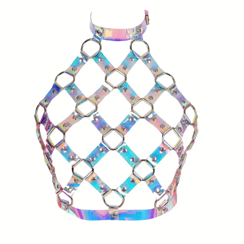 Sexy Regenbogen Leather Body Harness für Frauen – Verstellbares Strapsgeschirr, Festival & Rollenspiel