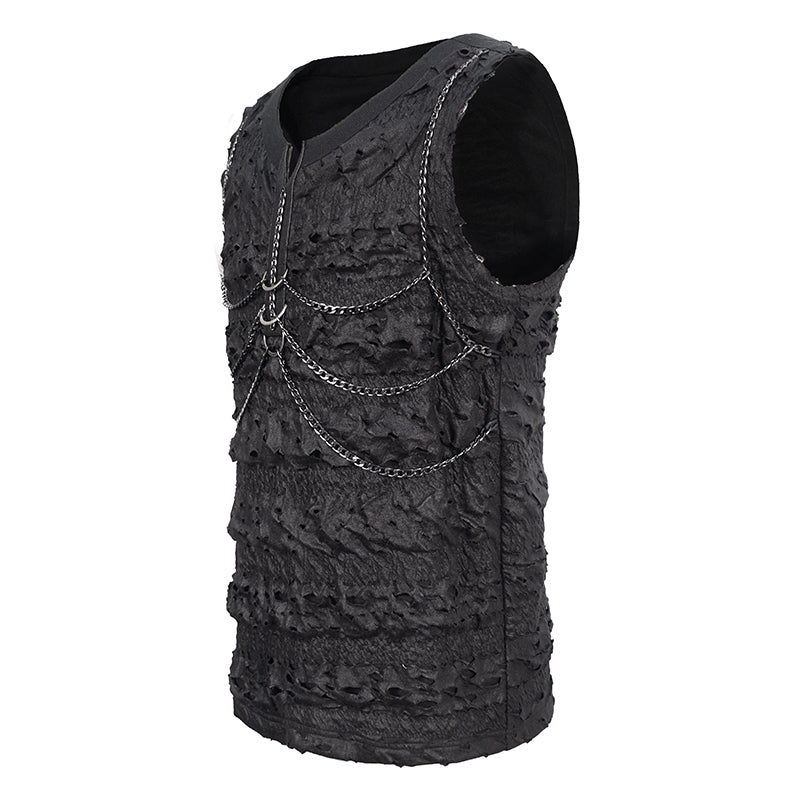 Devil Fashion Indestructible Tank Top - Ribcage Gothic Vest with Rib Cage Chains