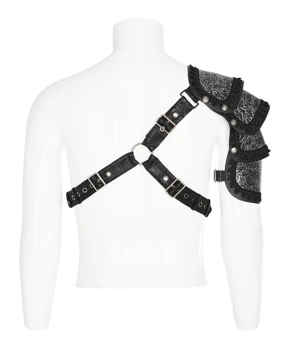 Schulterpanzer aus Kunstleder mit Borte, Nieten und verstellbaren Riemen