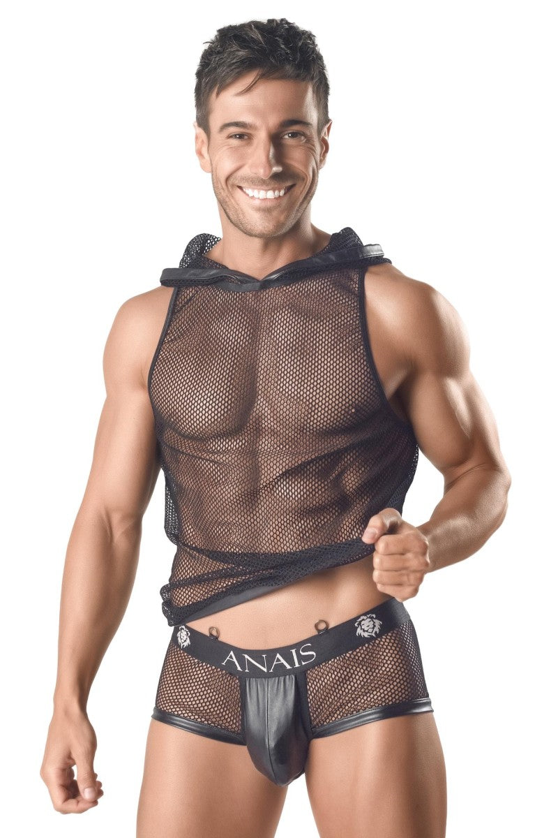 Transparentes Netz-Kapuzenshirt für Herren – Vorderseite