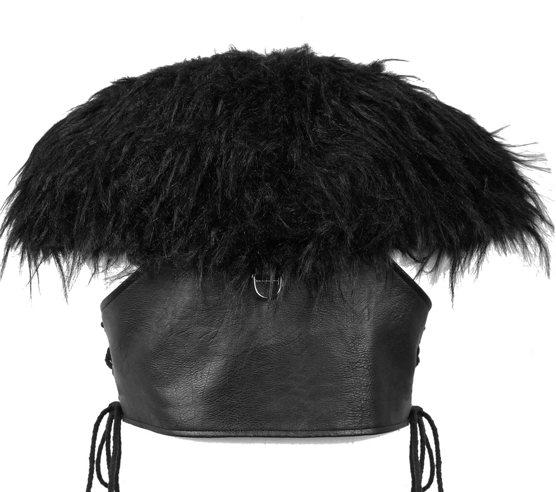 LARP Lederweste „Beowulf“ mit Fellimitat – Nordischer Krieger Look für Mittelalter & Postapokalypse.