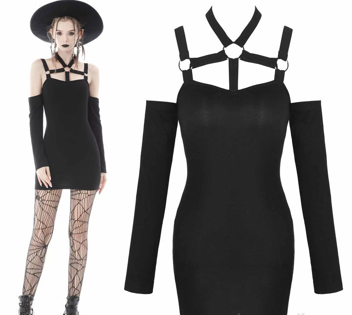 Off-Shoulder Mini-Kleid „Bound Desire“ von Dark in Love im Fessel-Look