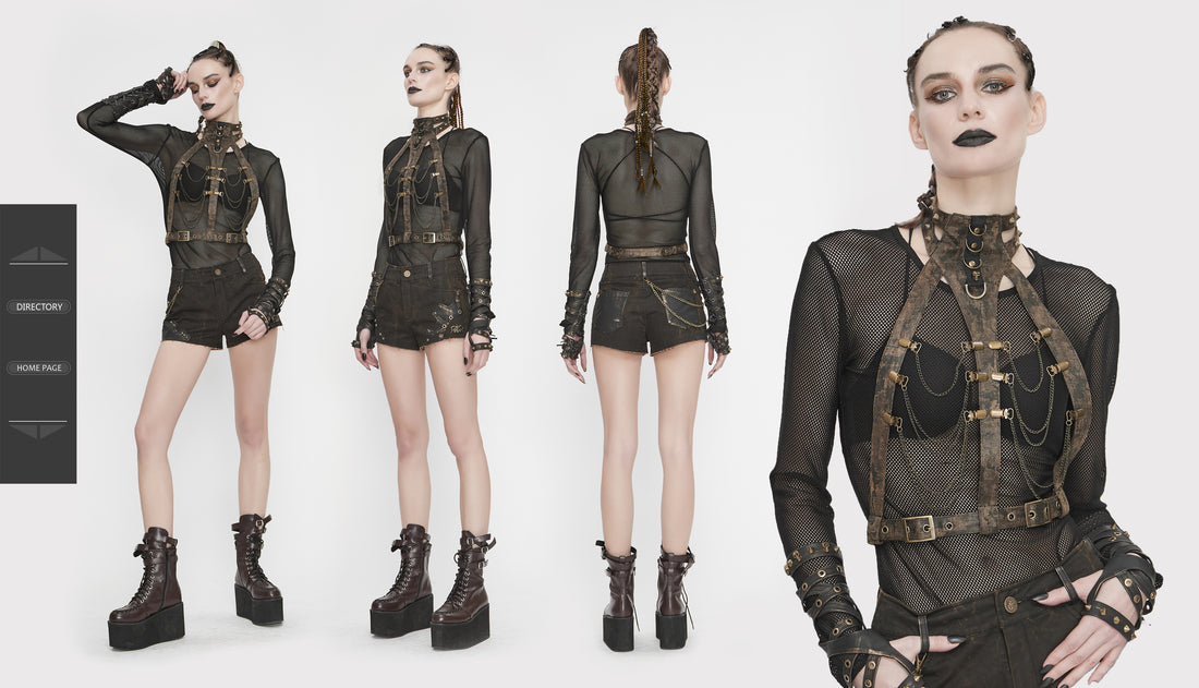 Dominantes Steampunk Harness für Fetish- und Gothic-Outfits