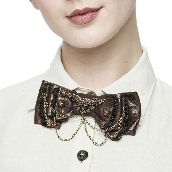 Steampunk Fliege „Chronos Relic Bow“ von Devil Fashion in Braun