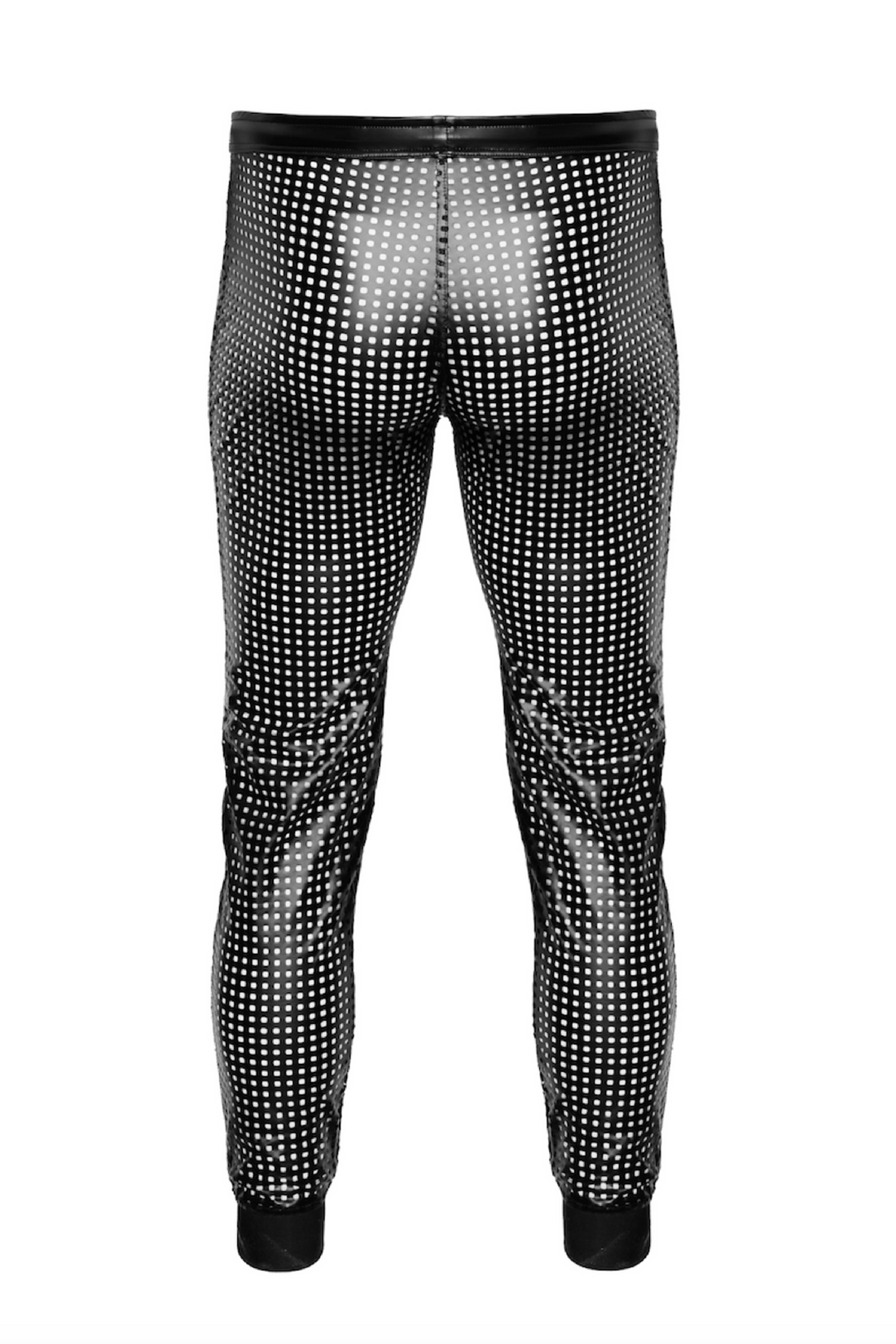 Sexy Clubwear Wetlook Hose für Männer – figurbetont, perforiert und mit sportlichem Abschluss