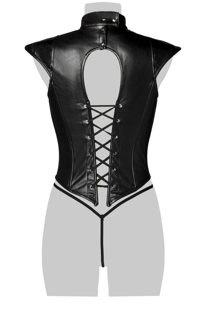 Zwei-teiliges Corsagen-Set in Schwarz mit String – Fetish-inspirierter Look