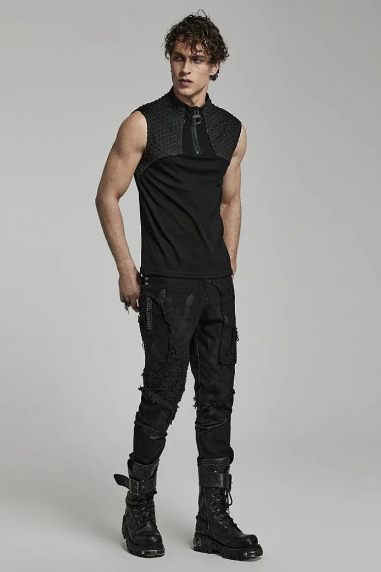 Cyber-Goth Tank Top Captain – Futuristisches Herren Top von Punk Rave.