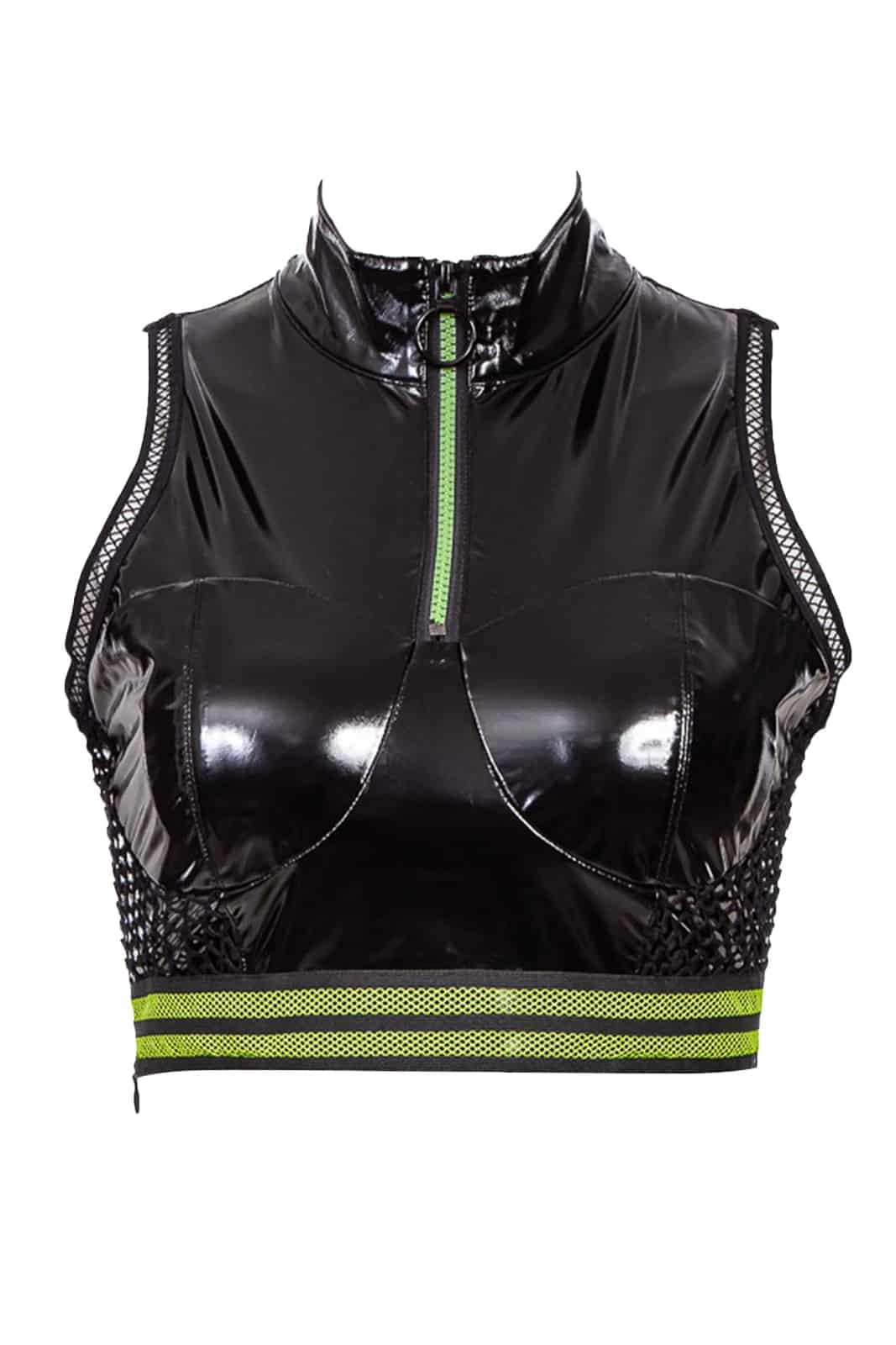 Detailansicht der Neon-Akzente am Crop Top