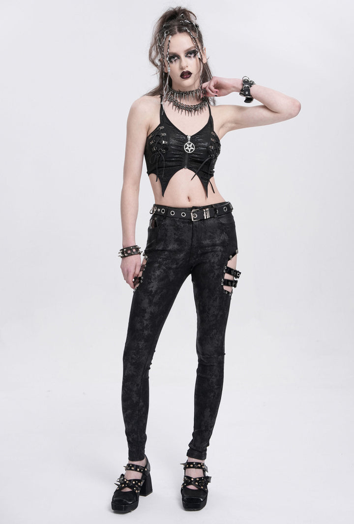 Punk-Gothic Styling mit dem Crop Top „Cyber Serpent Hex“