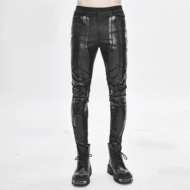 Schwarze Cyberpunk Herren Hose mit Lack-Details | Devil Fashion.