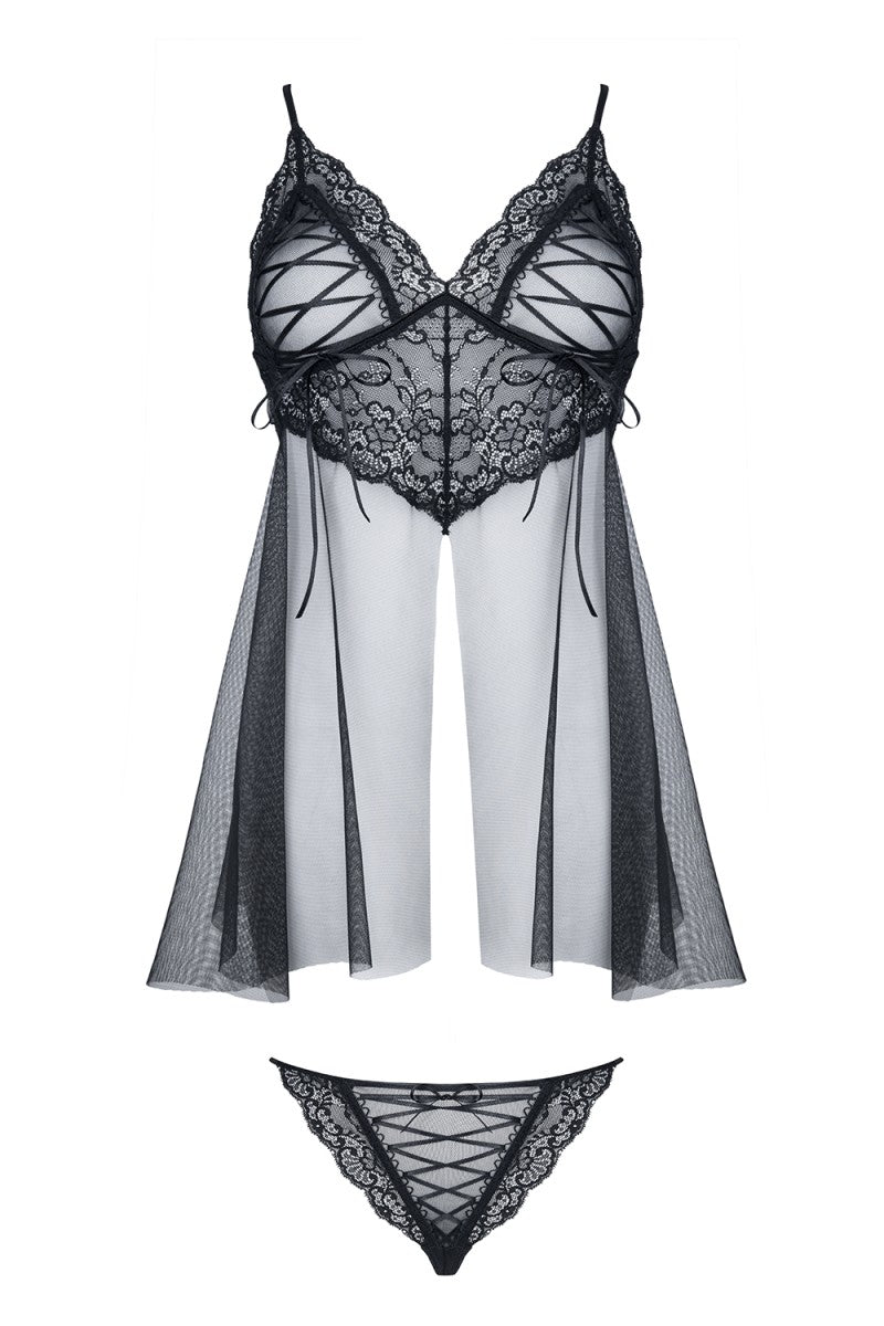 schwarzes Babydoll Clotilde - XL-0