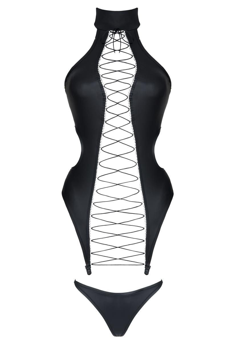schwarze Corsage DDHekate001 + Strümpfe - XXL