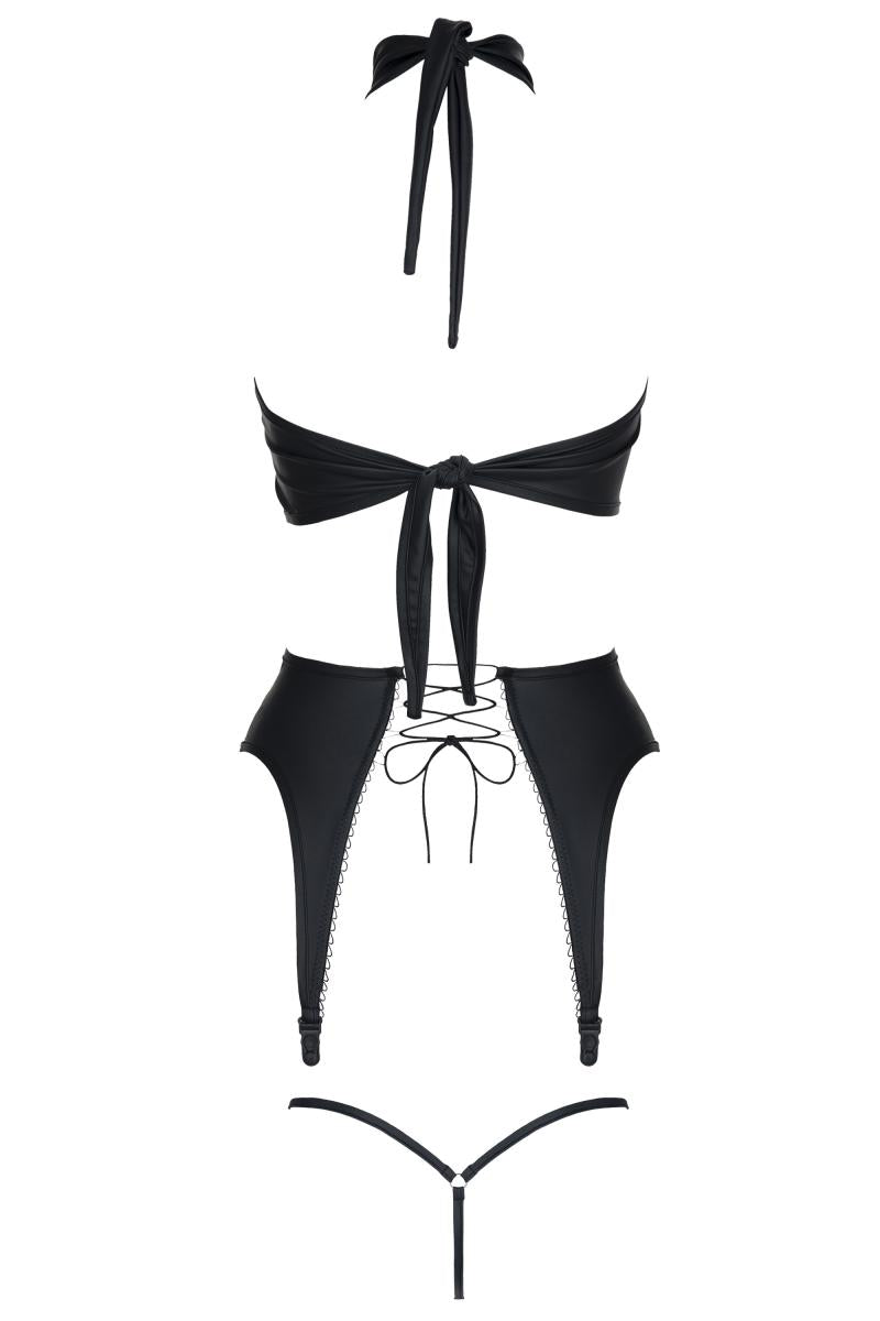 schwarze Corsage DDHekate001 + Strümpfe - XXL