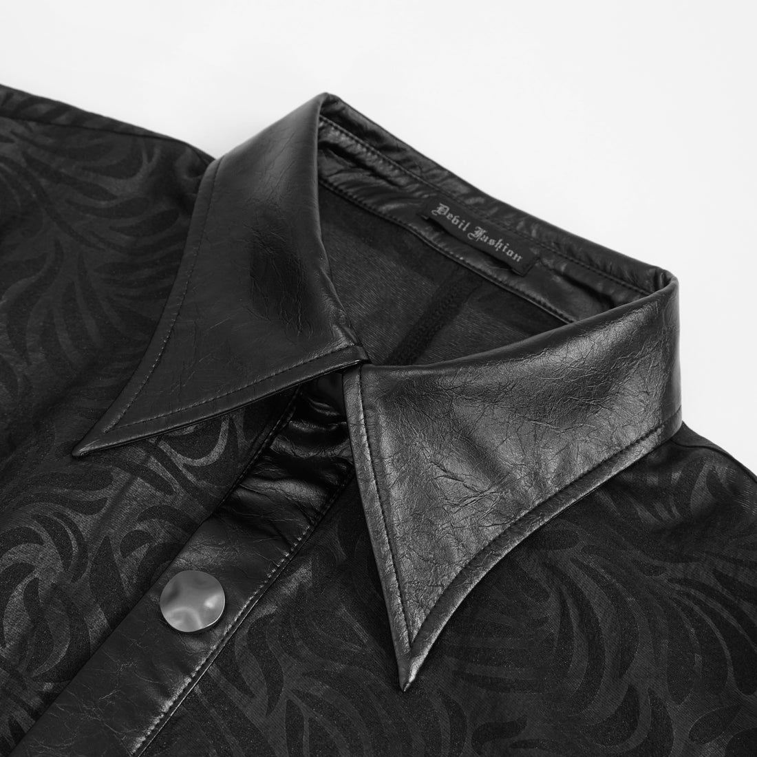 Devil Fashion Herren Gothic Hemd „Genesis“ – Transparentes Organza-Hemd mit PU-Leder & Ballonärmeln