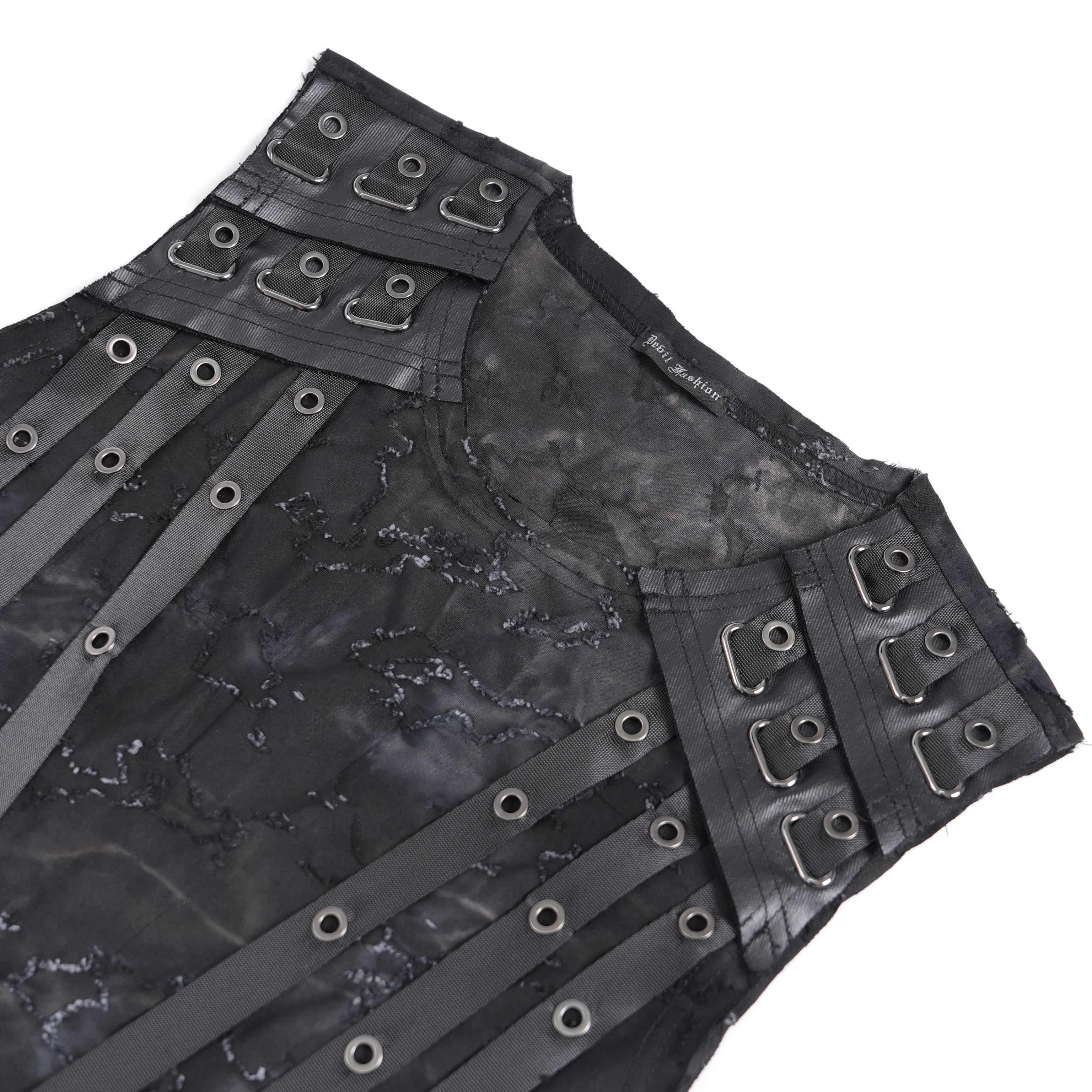 Devil Fashion Dystopia Punk Top - Sleeveless Tank Top with Shoulder Armor & Straps