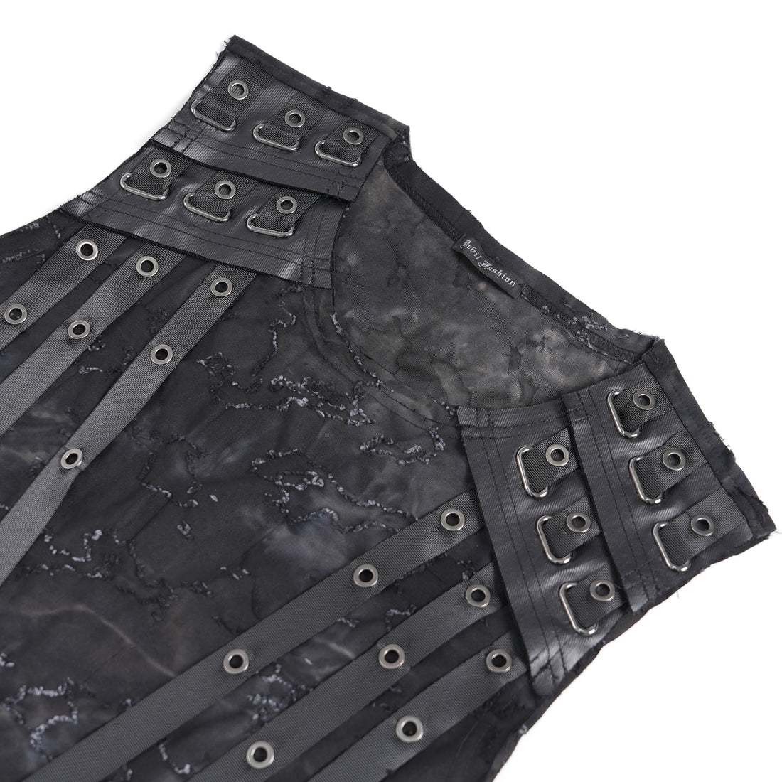 Devil Fashion Dystopia Punk Top - Sleeveless Tank Top with Shoulder Armor & Straps