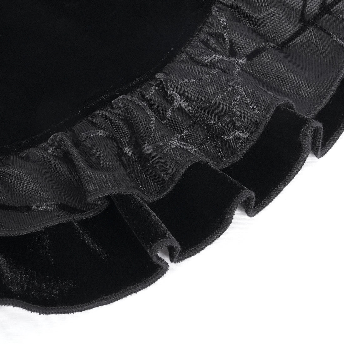 Devil Fashion – Dark Desire Shorts PT255 | Schwarze Gothic Samtshorts mit Rüschen