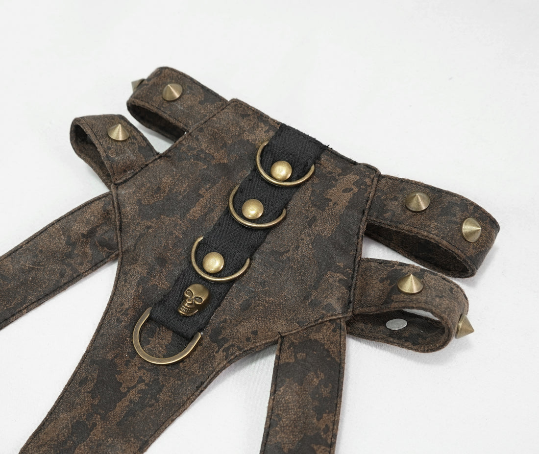 Devil Fashion – Steampunk Body Harness mit Ketten & Choker in Braun