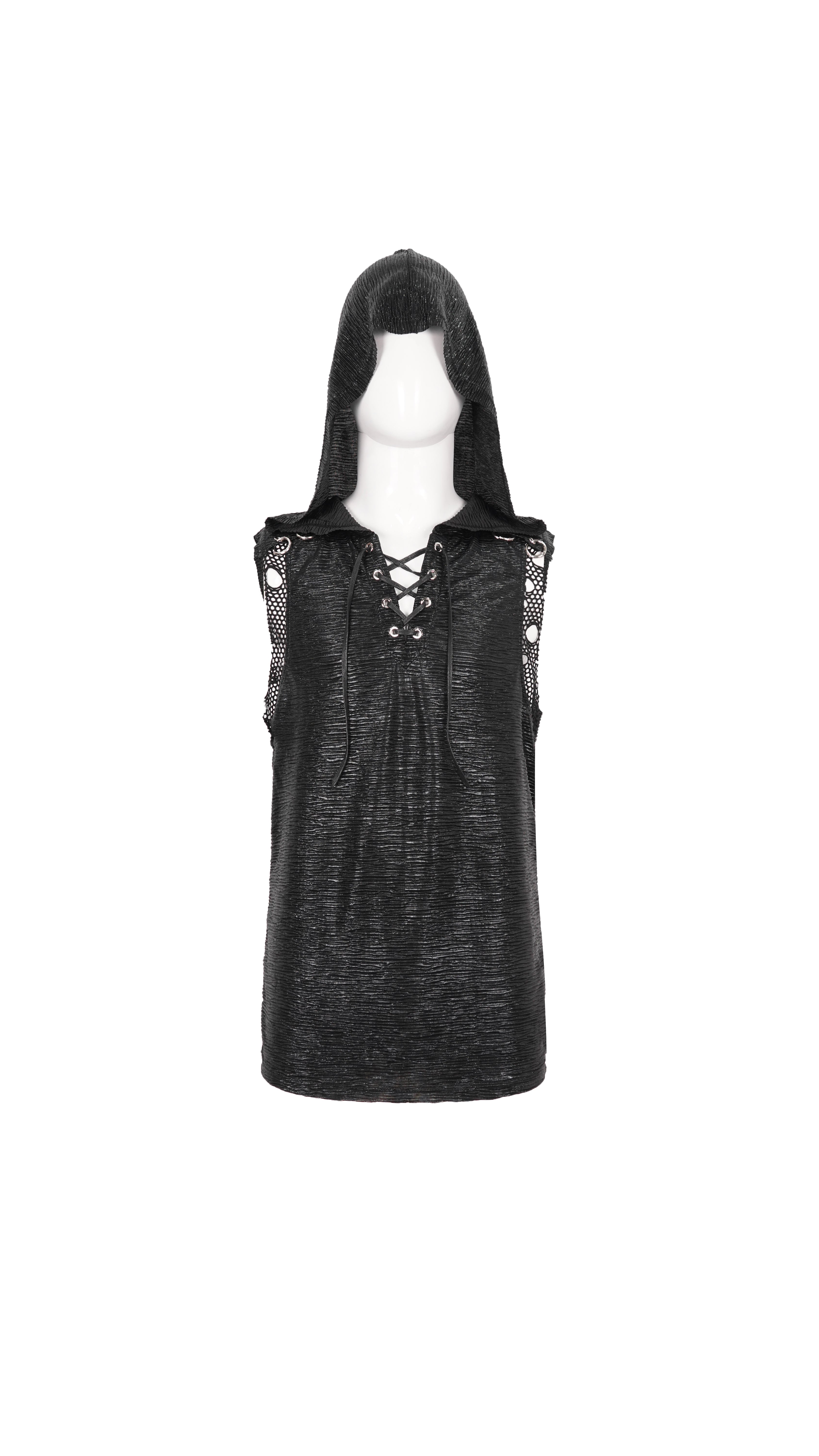 Devil Fashion Ridley Tank Top - Men's Gothic Hoodie with Lacing & Mesh