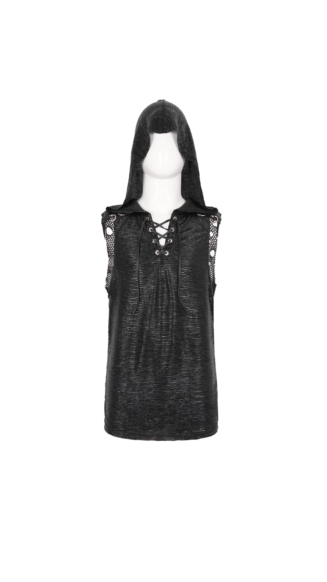 Devil Fashion Ridley Tank Top - Men's Gothic Hoodie with Lacing & Mesh