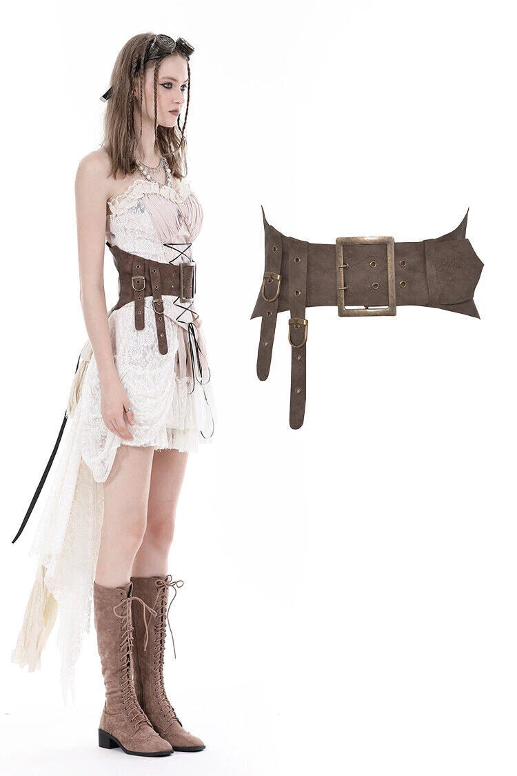 Brauner Kunstleder Korsettgürtel von Dark in Love