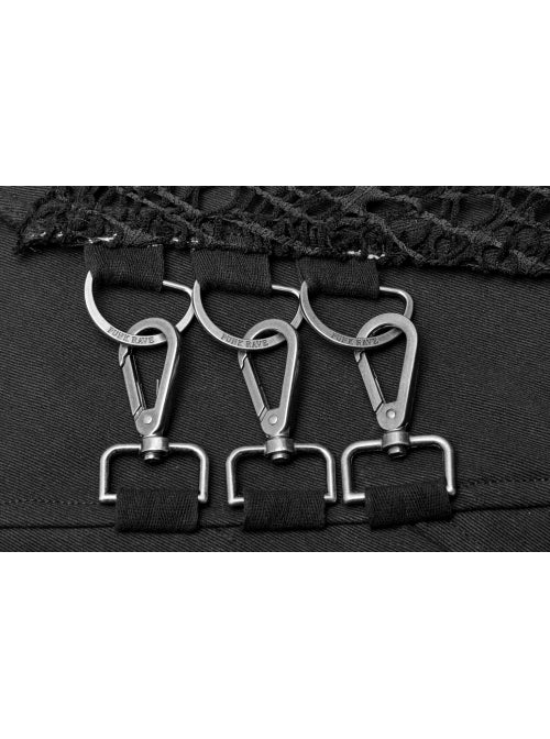 Punk Rave Herren Hose mit Metall-Schnallen & Mesh-Einsätzen – Schwarze Gothic Pants.