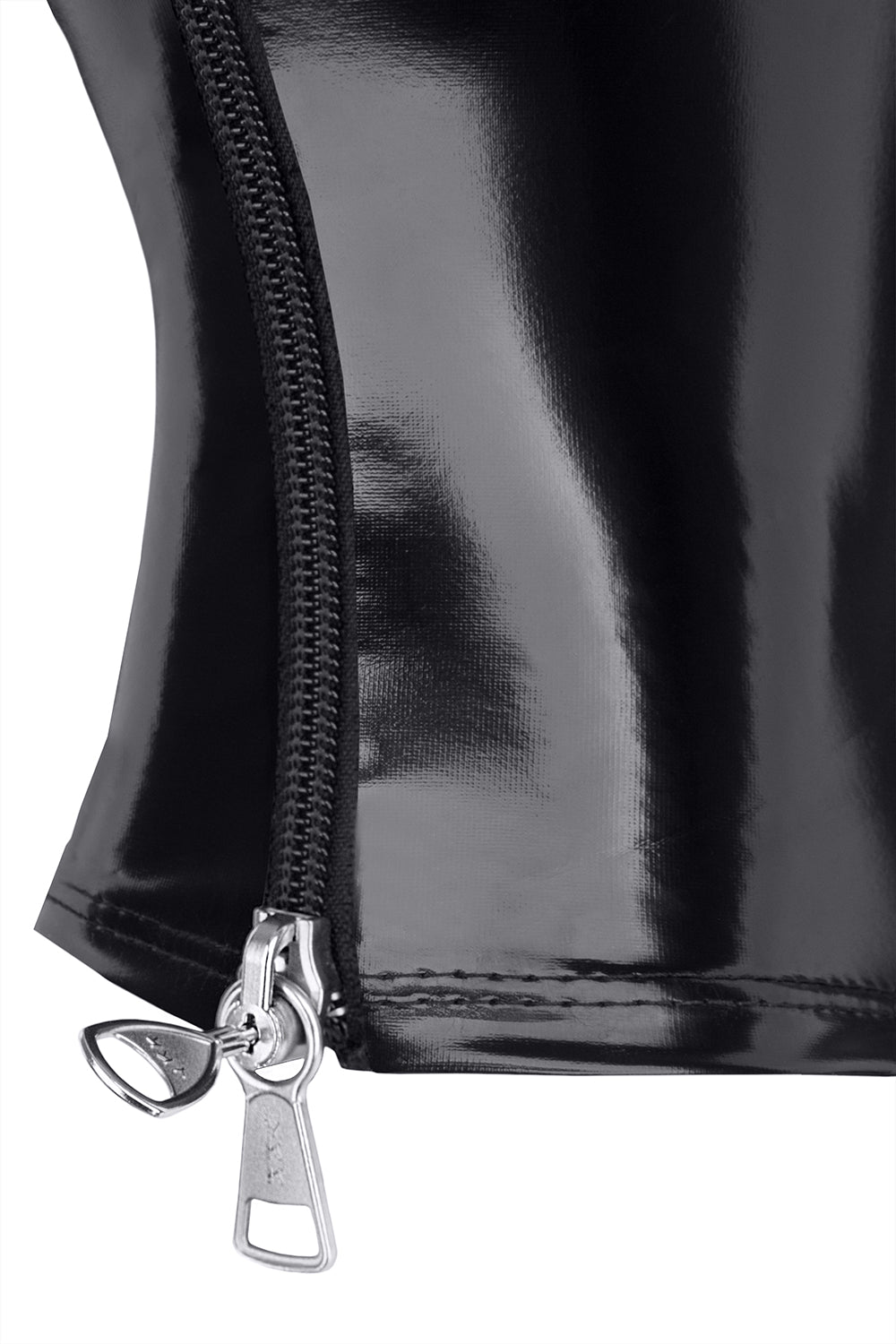 Nahaufnahme des schwarz-roten Zebramusters auf glänzendem Vinyl-Material