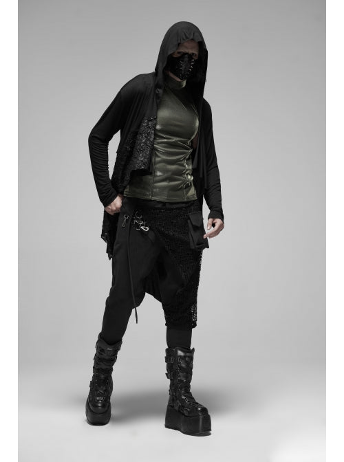 Punk Rave Herren Hose mit Metall-Schnallen & Mesh-Einsätzen – Schwarze Gothic Pants.