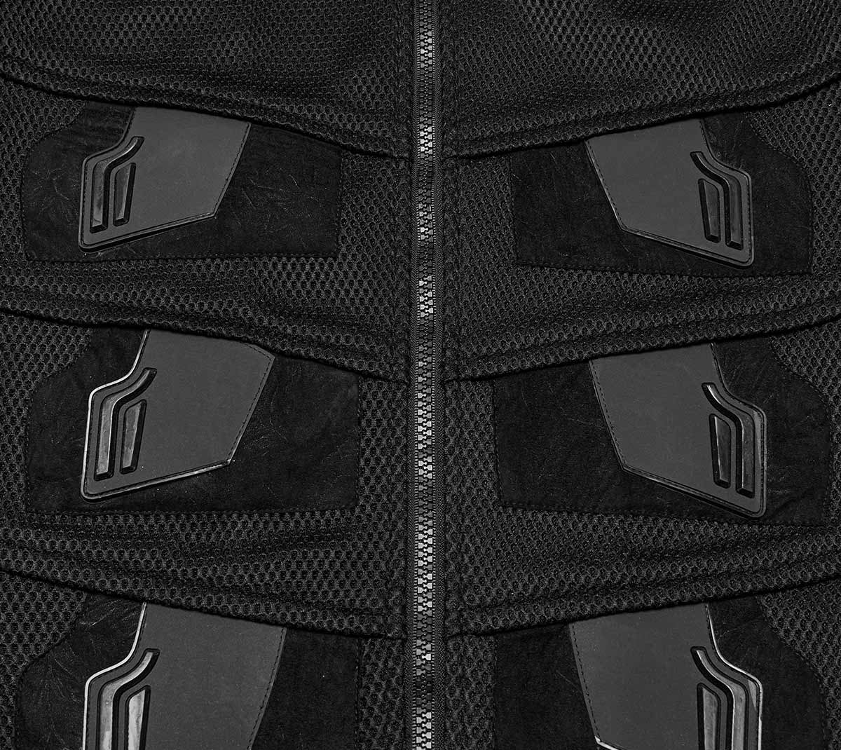 Punk Rave Cyberpunk Weste – Mesh & Kunstleder mit Protektoren | Futuristischer Kinky Military Style.