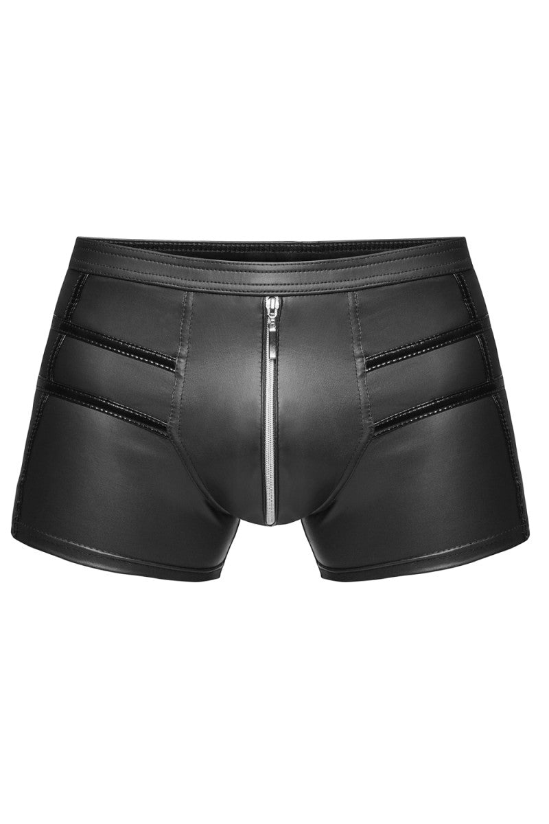 Erotischer Frontzip & dekorative Nähte – Detail der Noir Handmade Shorts H006