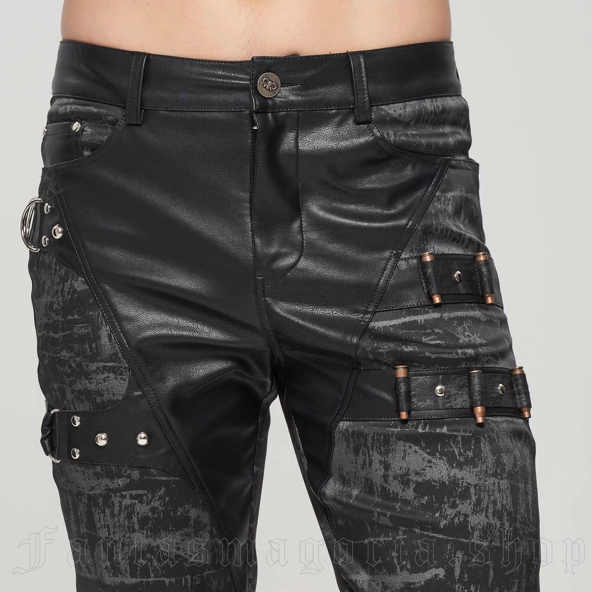 Schwarze Herren Punk Hose mit abnehmbarer Seitentasche – Devil Fashion.