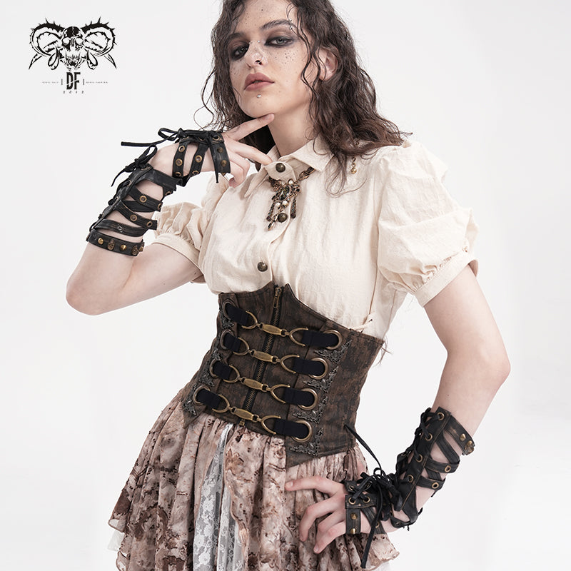 Styling-Beispiel des braunen Steampunk Waist-Cinchers für Gothic und Festival Outfits